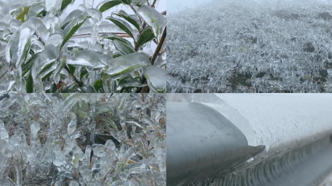 冰凌奇观冰雪美景冰凌冻雨晶莹剔透寒冬