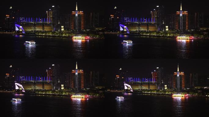 广州珠江新城猎德桥夜景慢镜头原始素材13