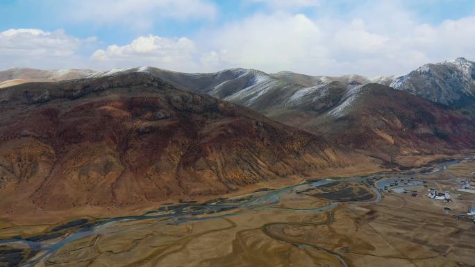 雪山河流视频青藏高原江河源头上游河道