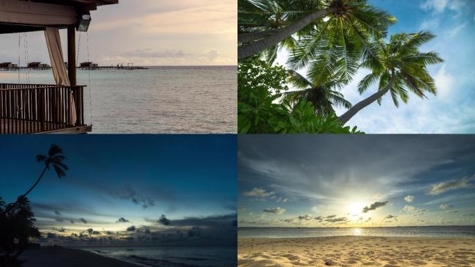 世界风光马尔代夫延时摄影日落日出海岸线