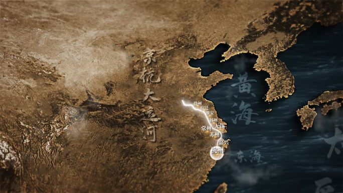 京杭大运河线路图地图AE模板