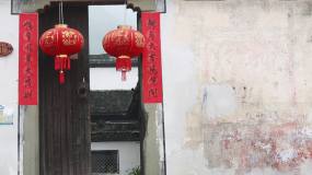江南浙江古建筑古民居过年红灯笼对联视频素材
