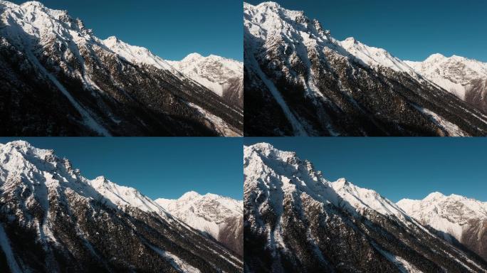 雪山近景视频青藏高原蓝天下雪山雪峰山坡
