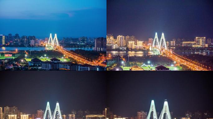 海口世纪大桥入夜延时摄影