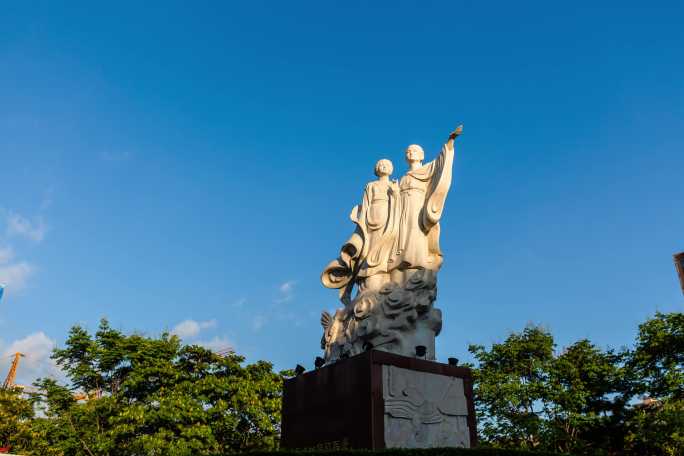 延时驻马店市梁祝公园梁山伯与祝英台雕像