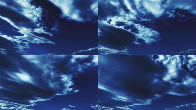 【HD天空】大片云层暗蓝云影沉寂压抑云雾