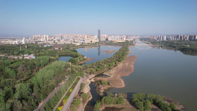 城市大景蓝天白云航拍视频素材俯视大地A