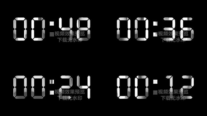 4K银白色液晶数字倒数1分钟通道