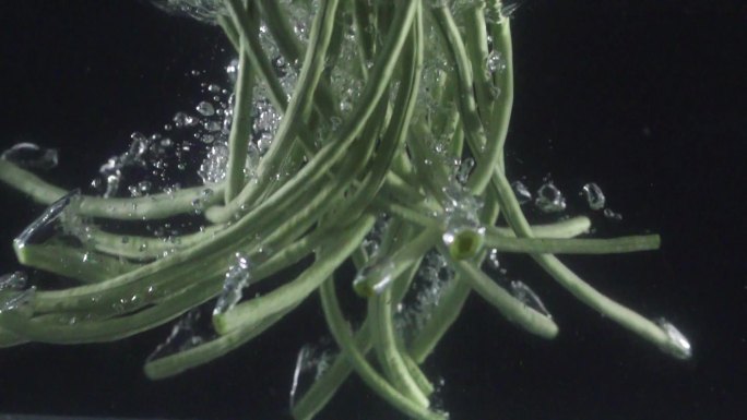 豆角入水镜头 豇豆甩动高速 蔬菜拍摄