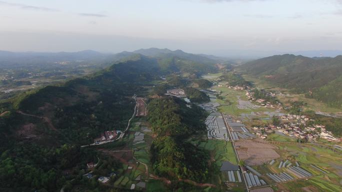 航拍 南方 春耕 乡村 田园 丘陵