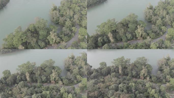 航拍石花公园灰度未调色原素材