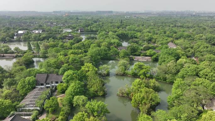 航拍 西溪湿地 杭州 中式园林