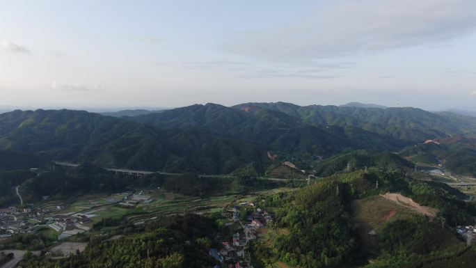 航拍 南方 春耕 乡村 田园 丘陵