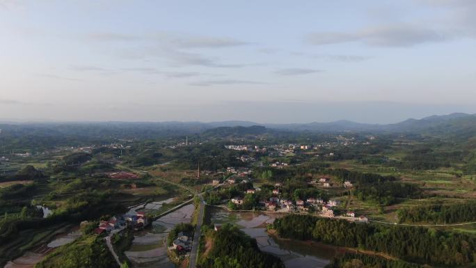 航拍 南方 春耕 乡村 田园 丘陵