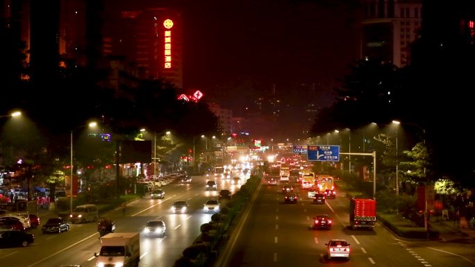 城市夜景 夜生活 车水马龙 霓虹灯牌