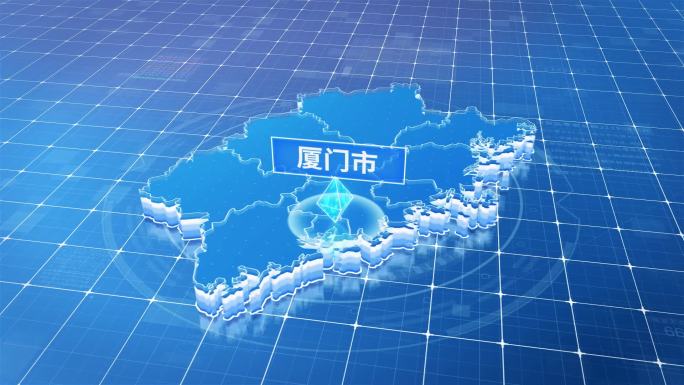 福建厦门市蓝色科技感定位地图