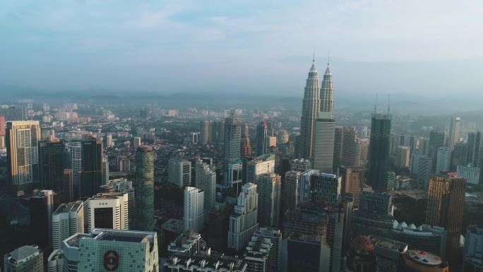 4K航拍马来西亚吉隆坡双子塔