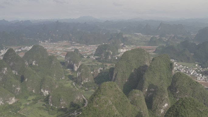 4K-Log-航拍群山峻岭山村村庄