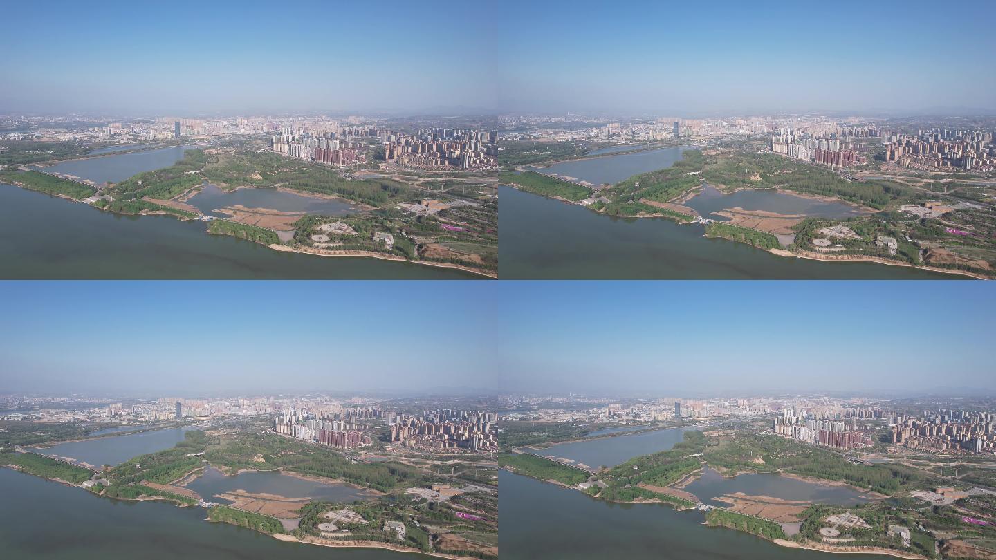 城市大景蓝天白云航拍视频素材俯视大地A