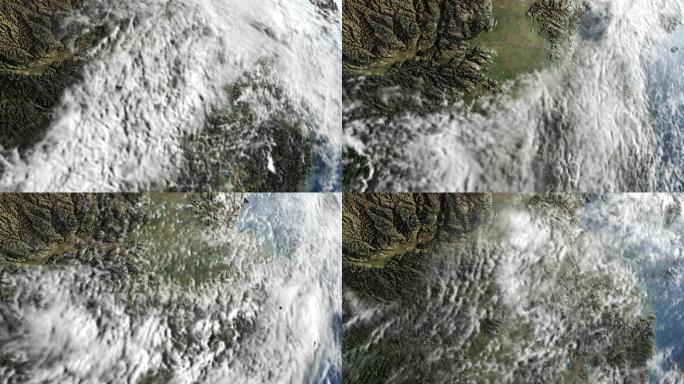 抽象延时拍摄地球大陆上空的云层动态视频