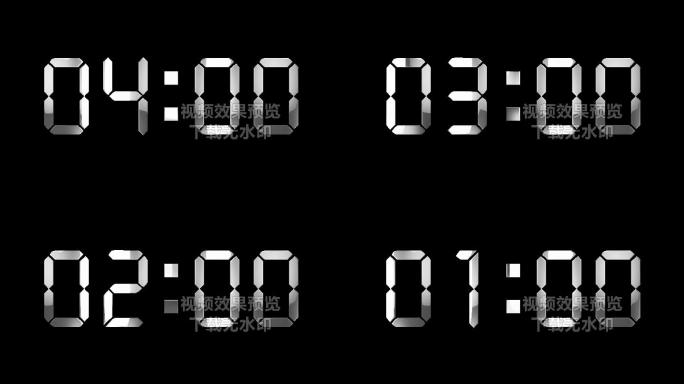 4K银白色液晶数字倒数5分钟通道
