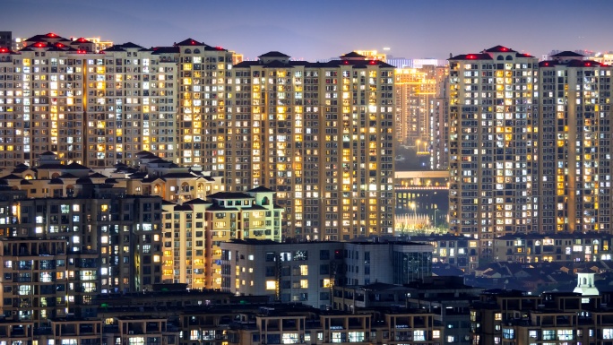城市住宅万家灯火城市夜景