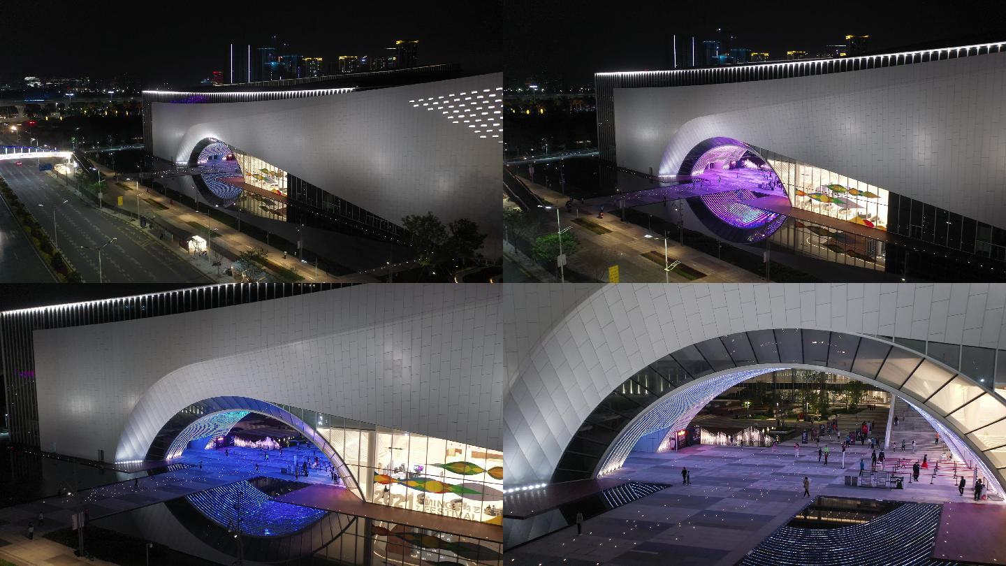 【正版原创】4k航拍光明文化艺术中心夜景