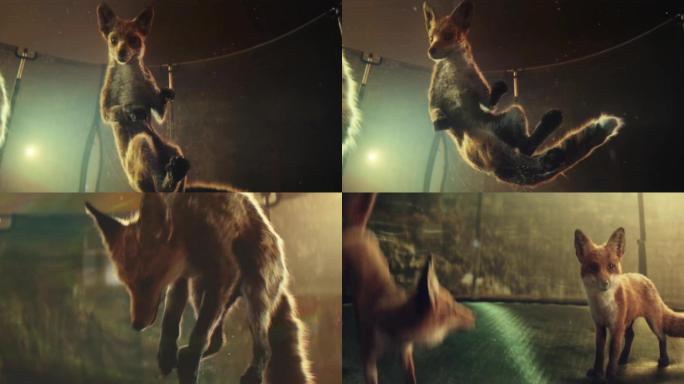 小狗狐狸玩耍跳起来效果视频