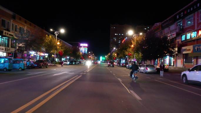 夜景 车流 街道 航拍 城镇