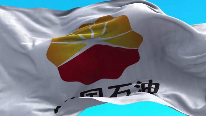 中国石油 LOGO蓝天下旗帜飘扬【4k】