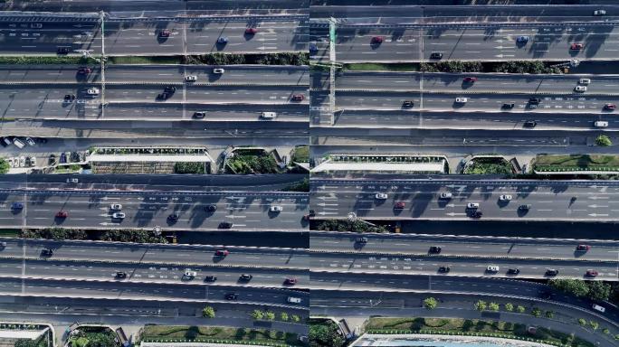 航拍疫情前的上海 繁忙的城市道路 立交桥