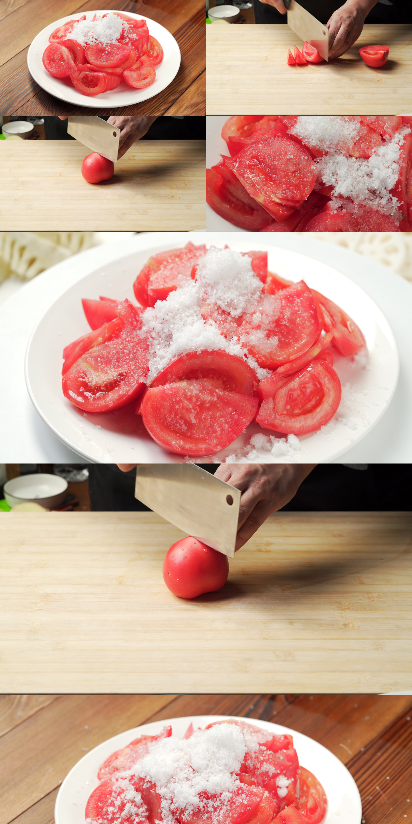 简单家庭甜品凉菜西红柿拌白糖制作过程