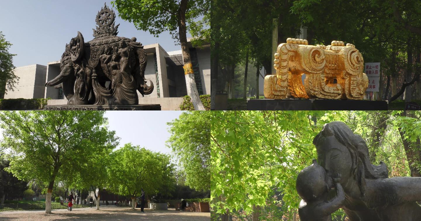 公园游人北京通州韩美林艺术馆雕塑跳舞娱乐