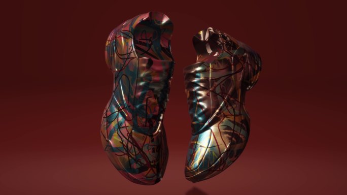 4K超清未来展示高端运动鞋3D旋转画面