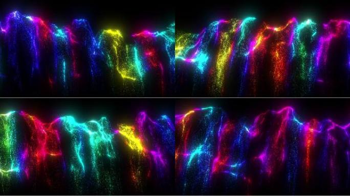 4K宽屏七彩粒子湍流瀑布