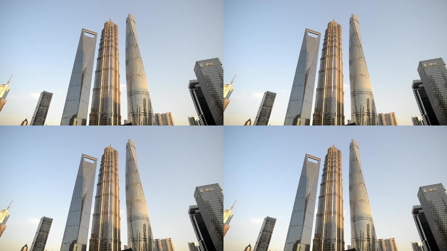 上海地标建筑全景仰拍
