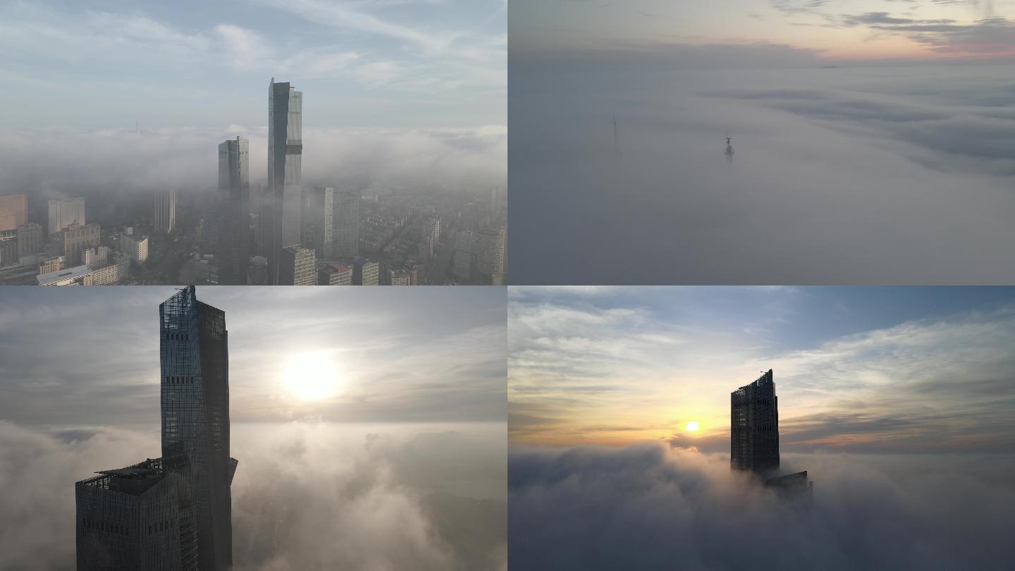 大连城市云海平流雾