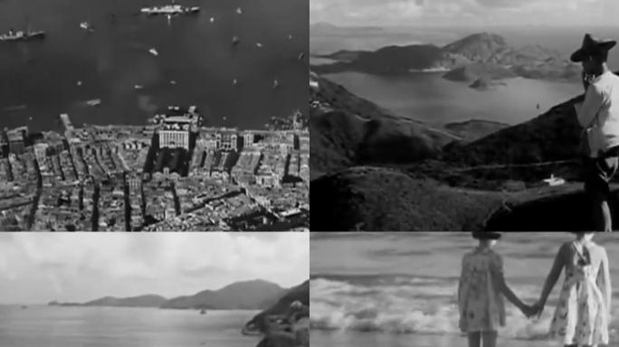 3040年代香港黑白影像香港维多利亚湾