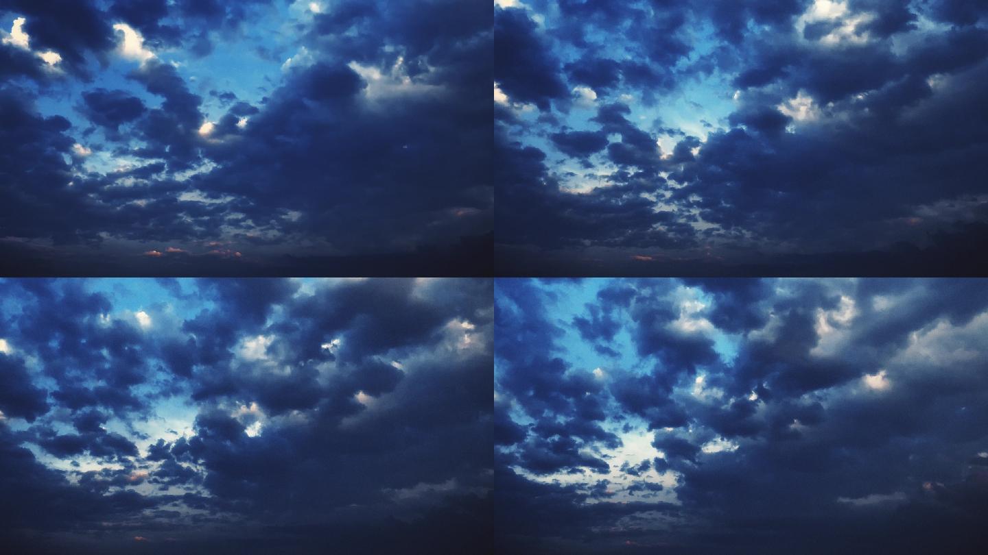 【HD天空】暗蓝云影压抑氛围阴云密布阴沉