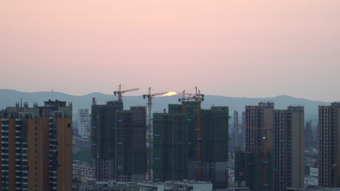 城市建筑日落