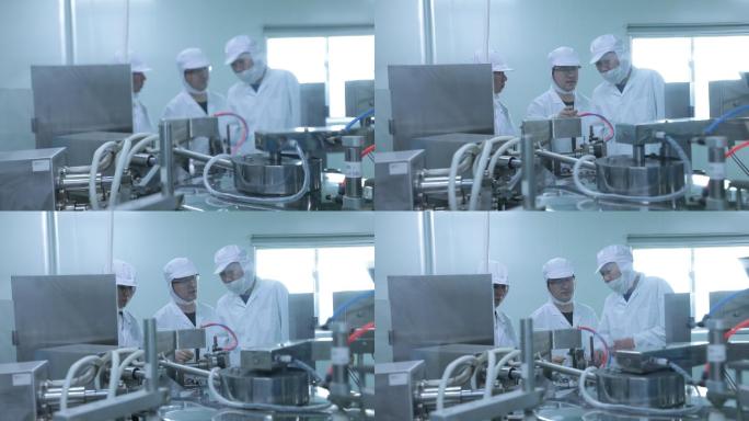 生产车间工人交流