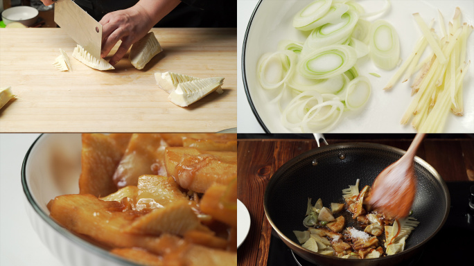 地方特色家常菜油焖冬笋烹饪过程