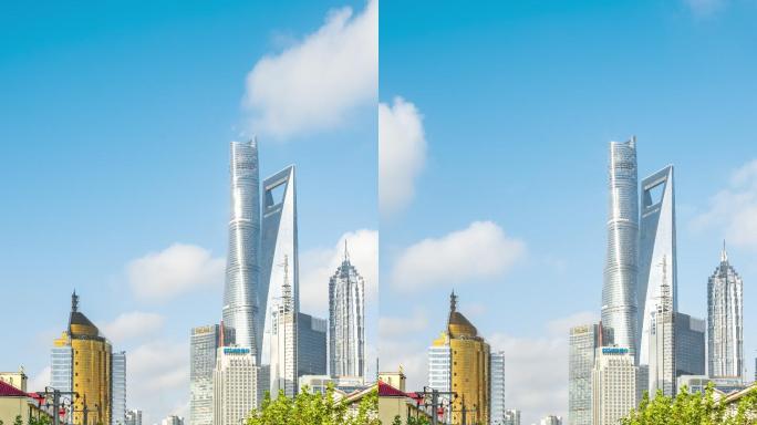 上海陆家嘴金融区宣传片春天水晶天竖屏延时