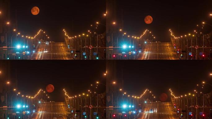 大连华南广场满月月落，非常NICE的延时