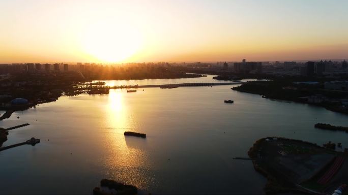 宁夏银川市日出大景航拍