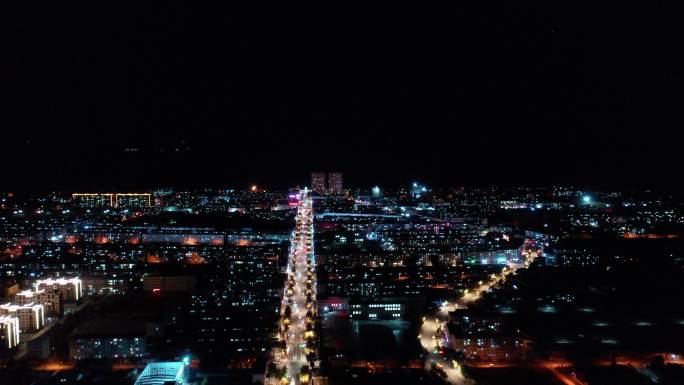 夜景 车流 街道 航拍 城镇