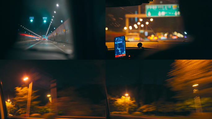 夜晚开车坐车窗外空镜伤感情绪素材