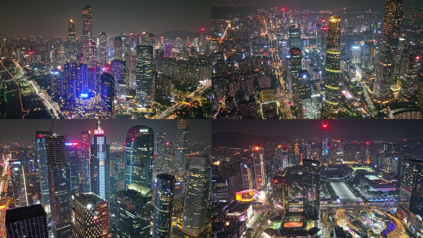 广州珠江新城航拍夜景