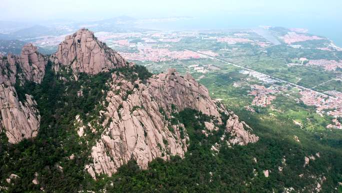 中国山东省青岛市崂山狮子峰景区航拍