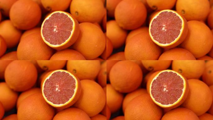 4K正版-有机橙子脐橙切面特写视频素材